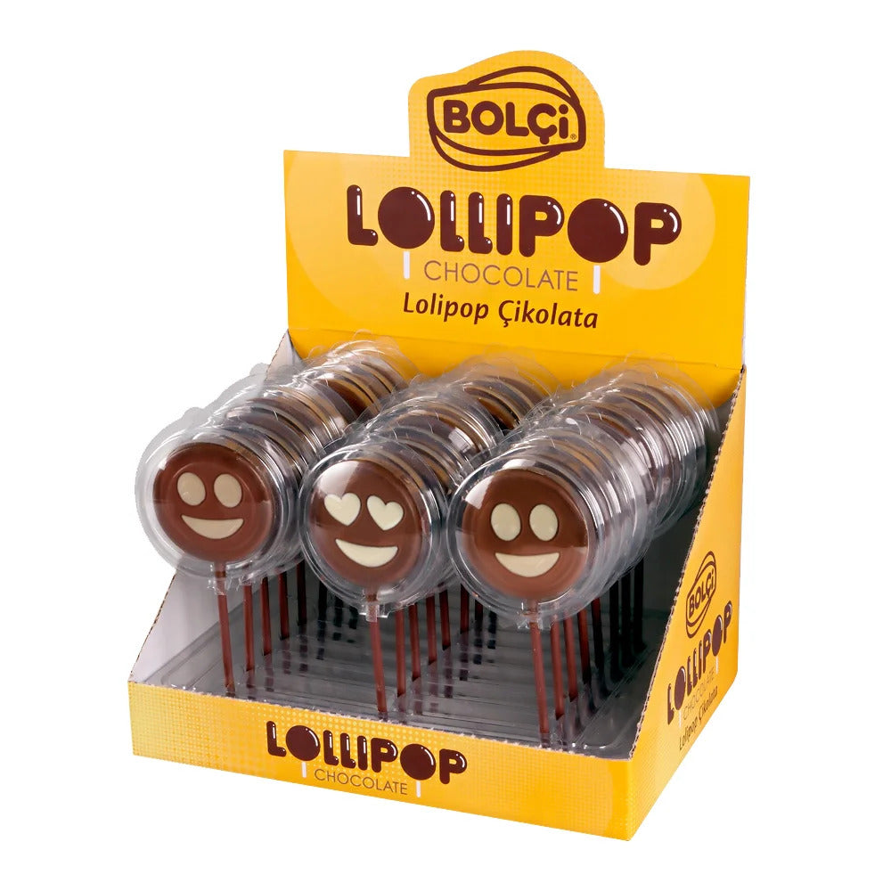 Bolci Milk Chocolate Emoji Lollipop 24g display box
