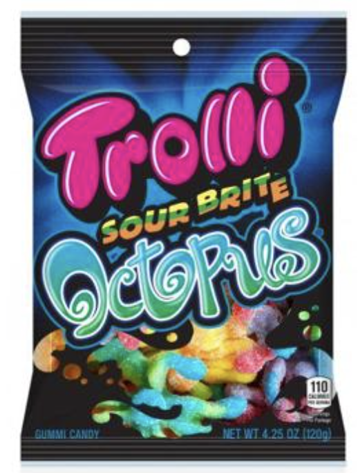 Trolli Peg Bag Sour Brite Octopus 4.25oz x 12