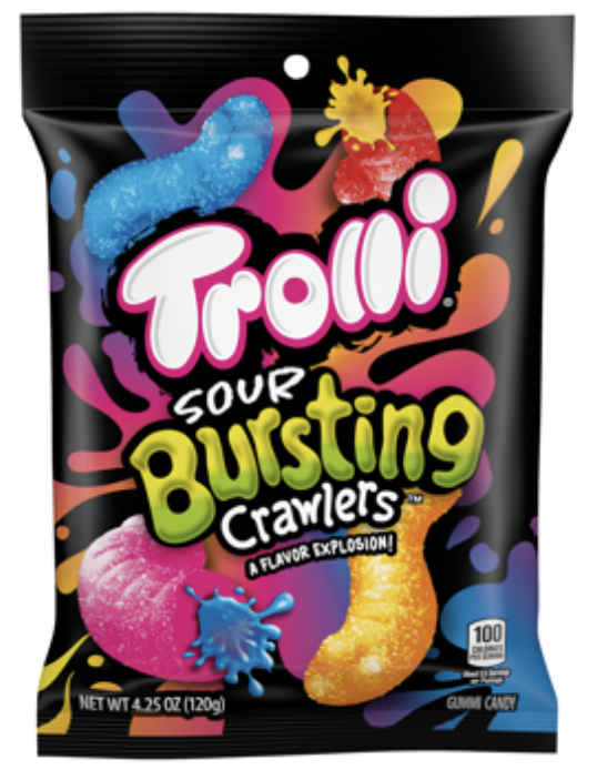 Trolli Sour Bursting Crawlers 4.25oz Peg Bag x 12