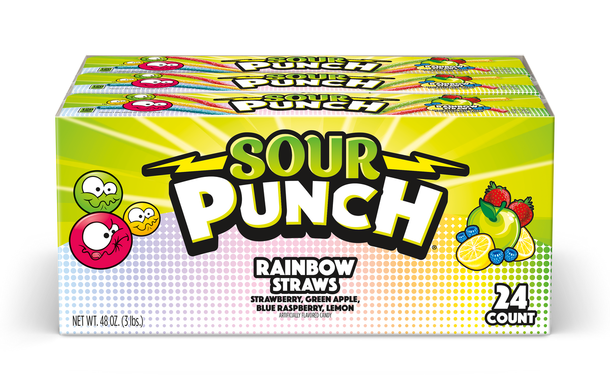 Sour Punch Straws Rainbow 2oz 24 CT Candytheatre