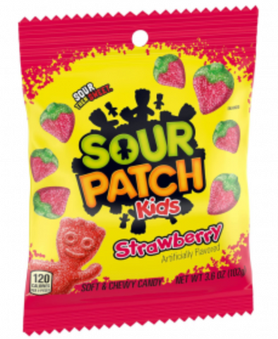 Sour Patch Kids Strawberry Peg Bag 3.6oz (102g) - 12CT