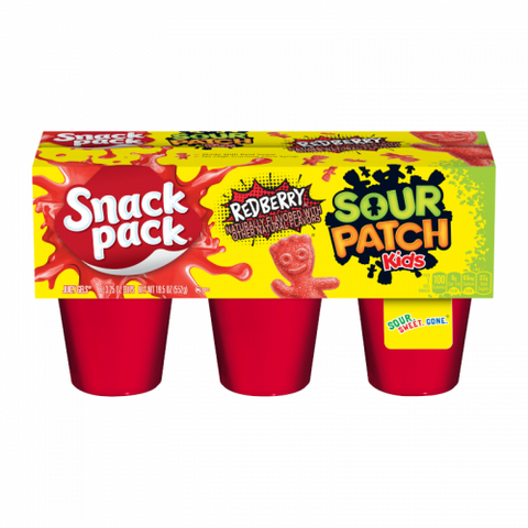 Snack Pack Sour Patch Kids Redberry Juicy Gels 6-Cups 3.25oz (92g)