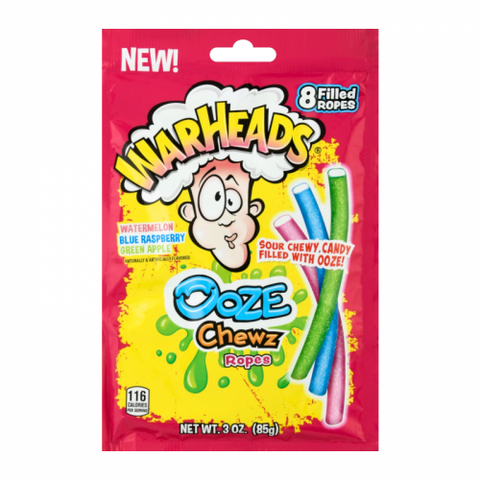 Warheads Ooze Chewz Ropes Peg Bag 85g -12ct