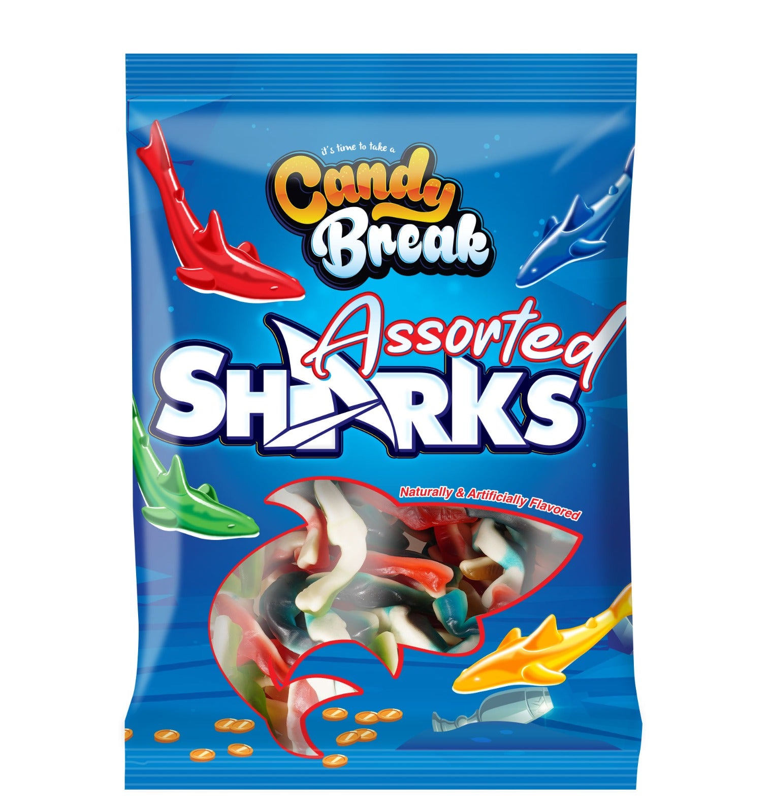 Halal Candy Break Assorted Colour Shark 4oz x 12