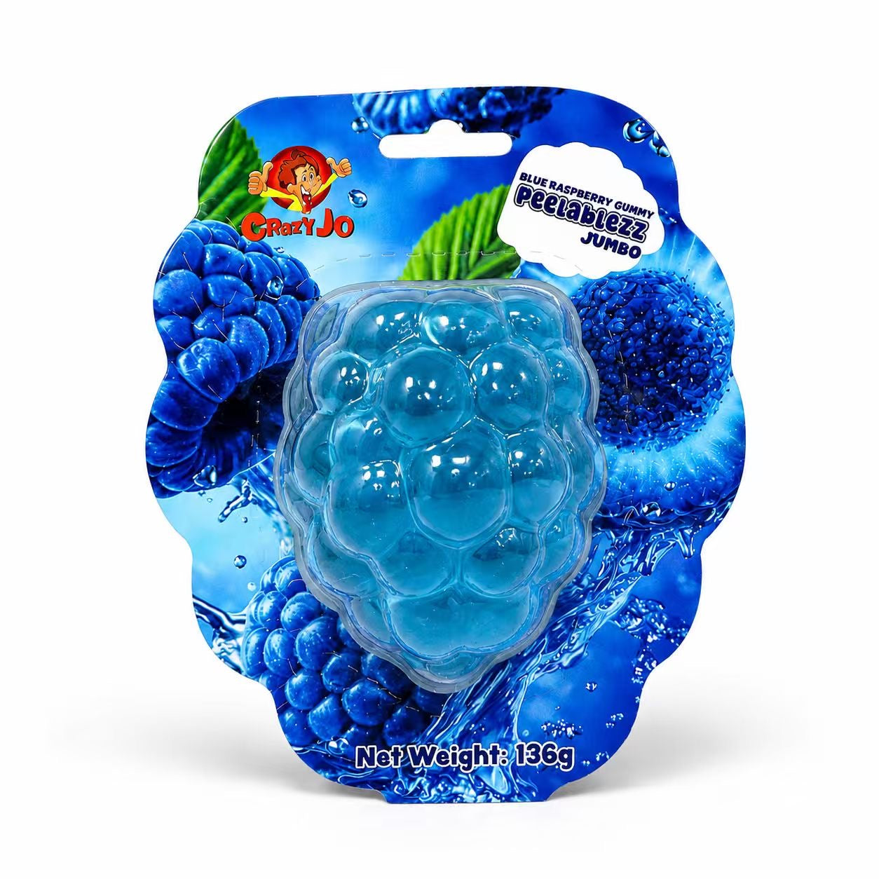 Crazy Jo Peelablezz Jumbo Blue Raspberry Gummy 136g x 12