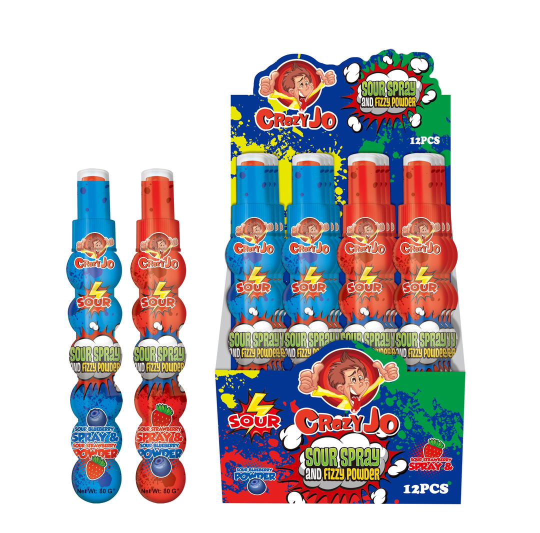 CRAZY JO Sour Spray and Fizzy Powder 80g x 12 - BBD JUNE 2026