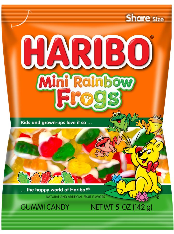 Haribo Peg Bag Mini Rainbow Frogs 5oz x 12
