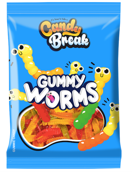 Halal Candy Break Gummi Worms 4oz x 12
