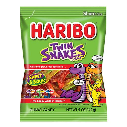 Haribo Twin Snakes Peg Bag - 5 oz x 12