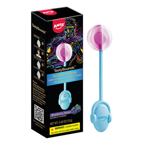 Amos Tasty Sounds Audio Lollipop Bluberry Flavour 12g x 12