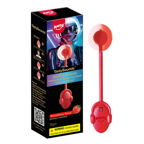 Amos Tasty Sound Audio Lollipop Strawberry 12g x 12