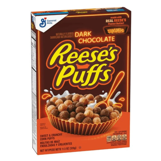 Reese's Puffs Dark Chocolate Cereal - 326g x 12