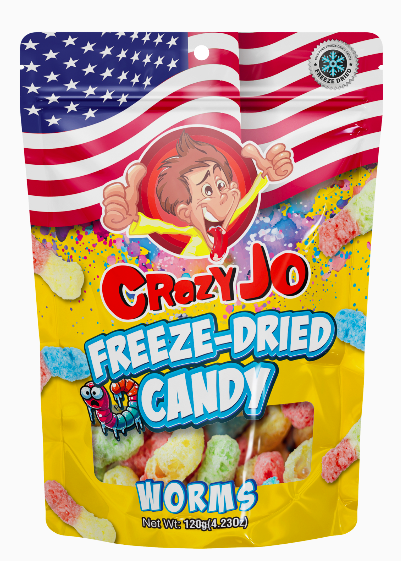Crazy Jo Freeze Dried Candy - Worms 120g x 24