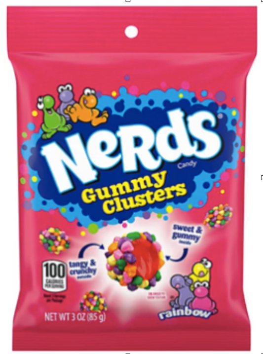 Nerds Gummy clusters Rainbow Peg Bag 3 oz  x 12