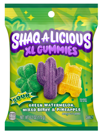 SHAQ-A-LICIOUS Sour Gummies Peg Bag 6.2oz x 12