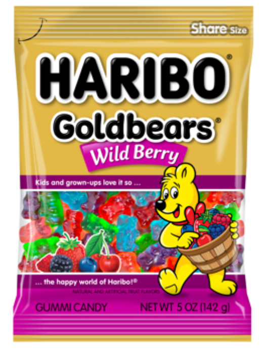 Haribo Peg Bag Gold Bears Wild Berry 5oz