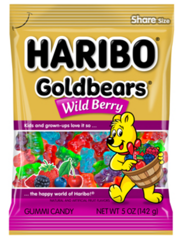 Haribo Peg Bag Gold Bears Wild Berry 5oz