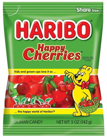 Haribo Peg Bag Happy Cherries 5oz x 12