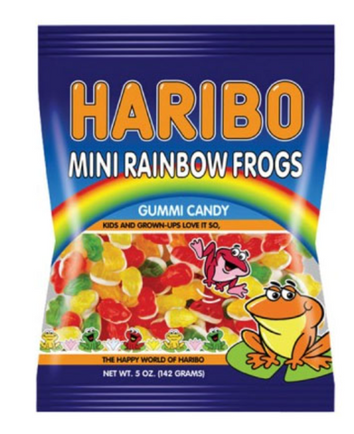 Haribo Peg Bag Mini Rainbow Frogs 5oz x 12