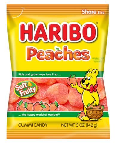Haribo Peg Bag Peaches 5oz x 12
