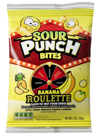 Sour Punch Banana Roulette Bites Peg 5oz x 12