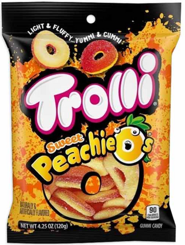 Trolli Peg Bag Peachie-O'S 4.25oz x 12
