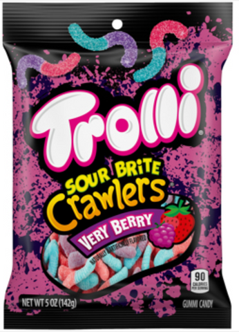 Trolli Peg Bag Sour Brite Crawlers Very Berry 5oz x 12