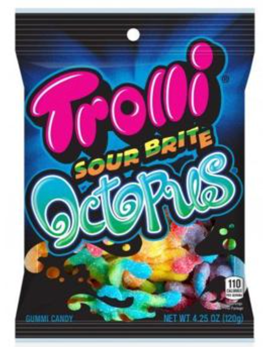 Trolli Peg Bag Sour Brite Octopus 4.25oz x 12
