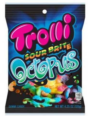 Trolli Peg Bag Sour Brite Octopus 4.25oz x 12