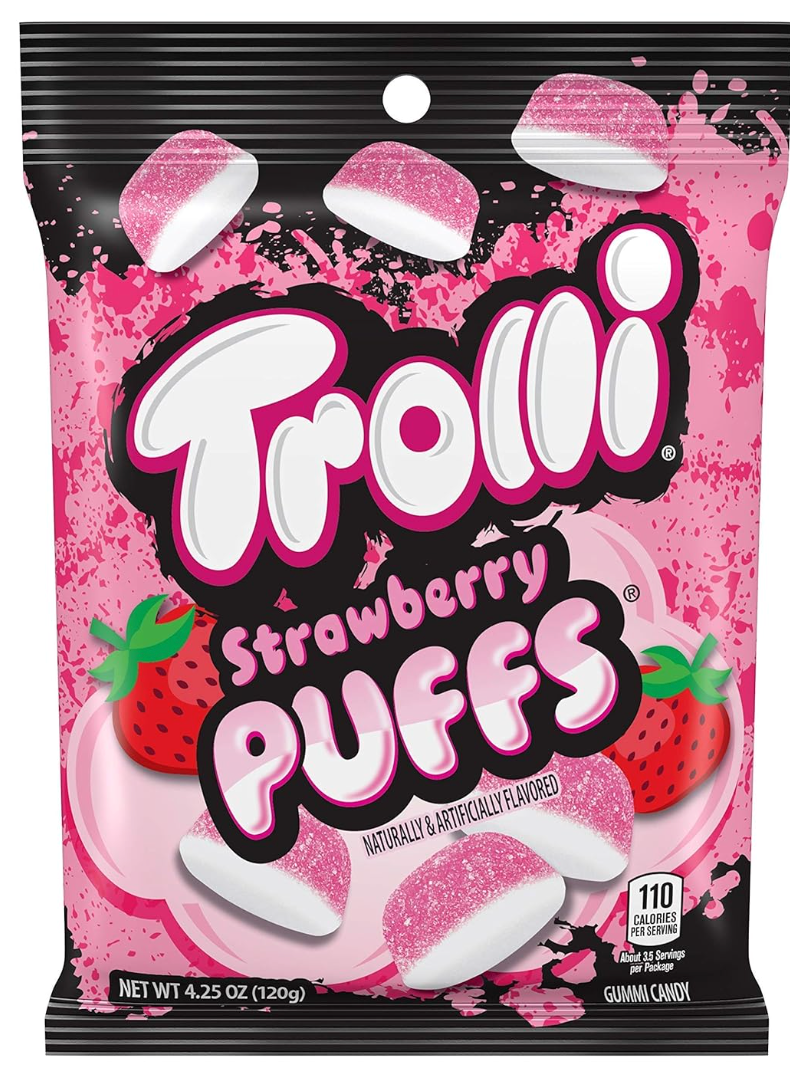 Trolli Peg Bag Strawberry Puff 4.25oz x 12