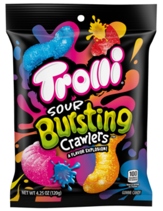 Trolli Sour Bursting Crawlers 4.25oz Peg Bag x 12