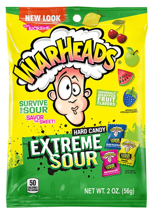 Warheads Extreme Sour Hard Candy Peg Beg x 12