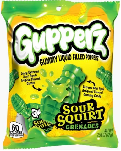 Gupperz Sour Squirt Grenade 2.54oz (72g) - 12CT
