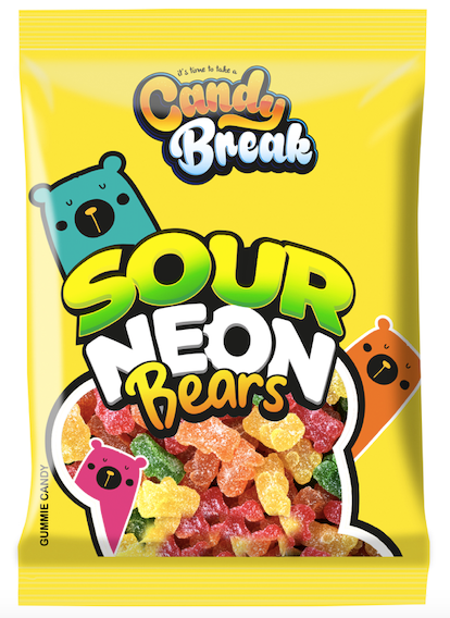 Halal Candy Break Sour Neon Bears 4oz x 12