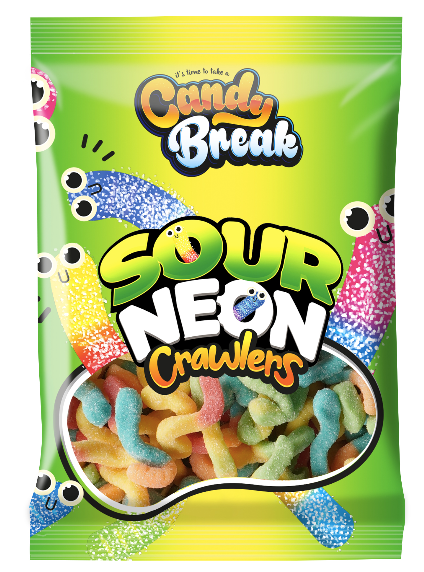 Halal Candy Break Sour Neon Crawlers 4oz x 12