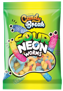Candy Break Sour Neon Worms 4oz x 12