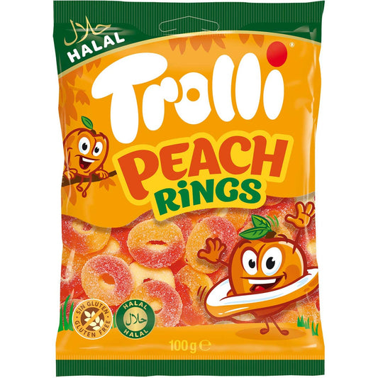 Trolli Halal Peach Rings Bags - 100g x 12