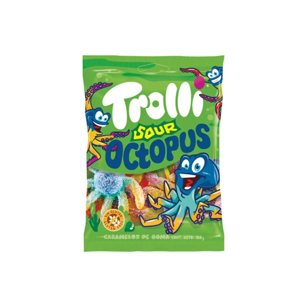 Trolli Sour Octopus Bags - 100g x 12
