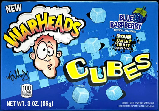 Warheads Blue Raspberry Cubes Theater Box - 3oz x 12