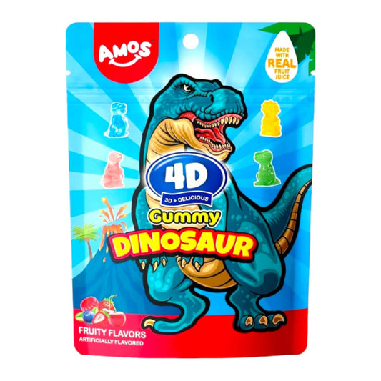 Amos 4D Gummy Dinosaurs Peg Bag 7oz x 12