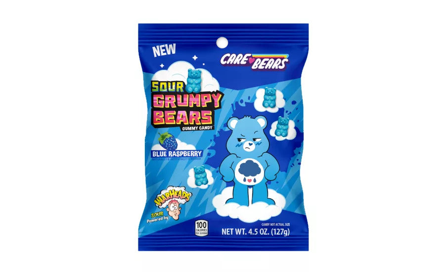 Warheads Peg Bag Care Bears Sour Grumpy Bears 4.5oz x 12